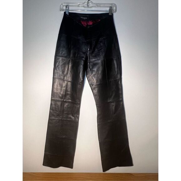 Y2K 100% Leather Black pants boot cut| size 4 - Picture 1 of 9